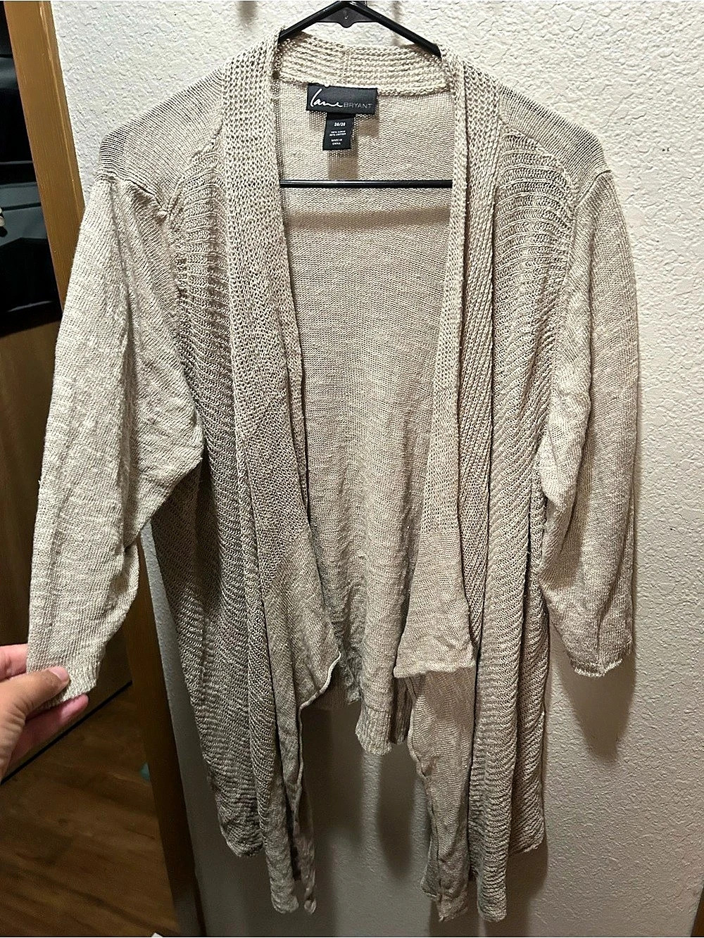 Lane Bryant Open Front Knit Cardigan Beige 26/28